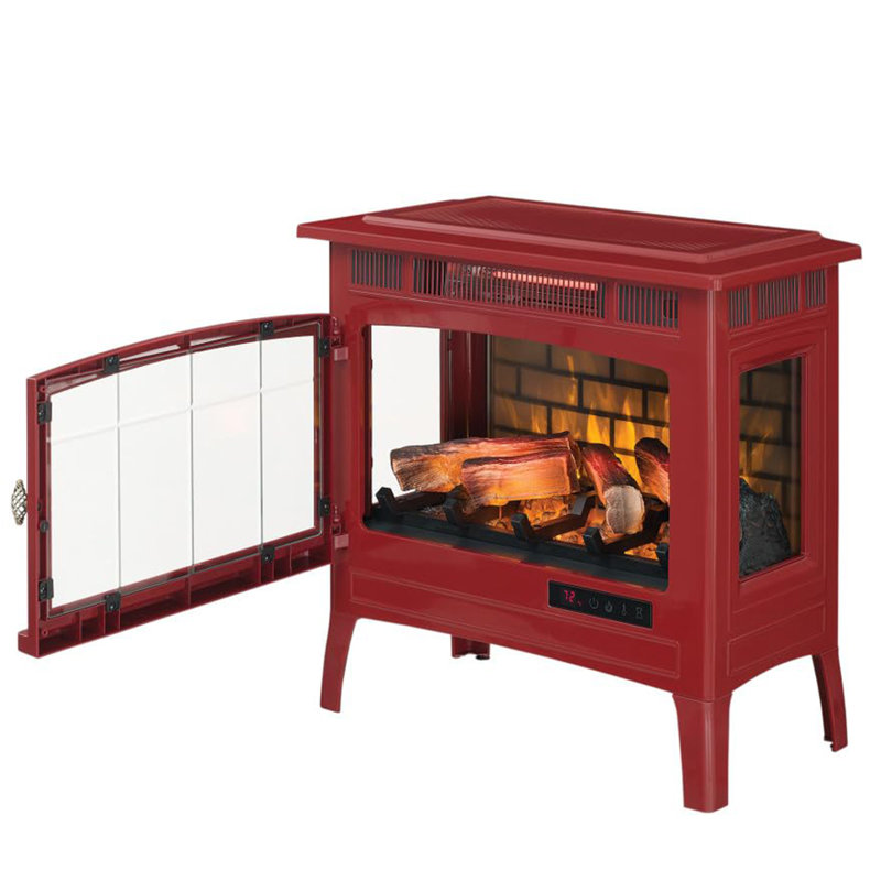 Freestanding Electric Fireplace Stove Heater with 3D Flame Effect for 1,000 Sq. Ft. Room, Cinnamon