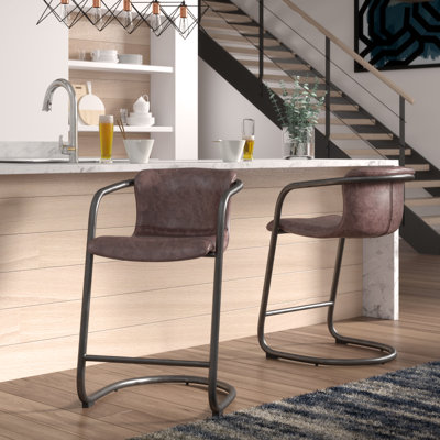 Higbee Genuine Leather Bar & Counter Stool