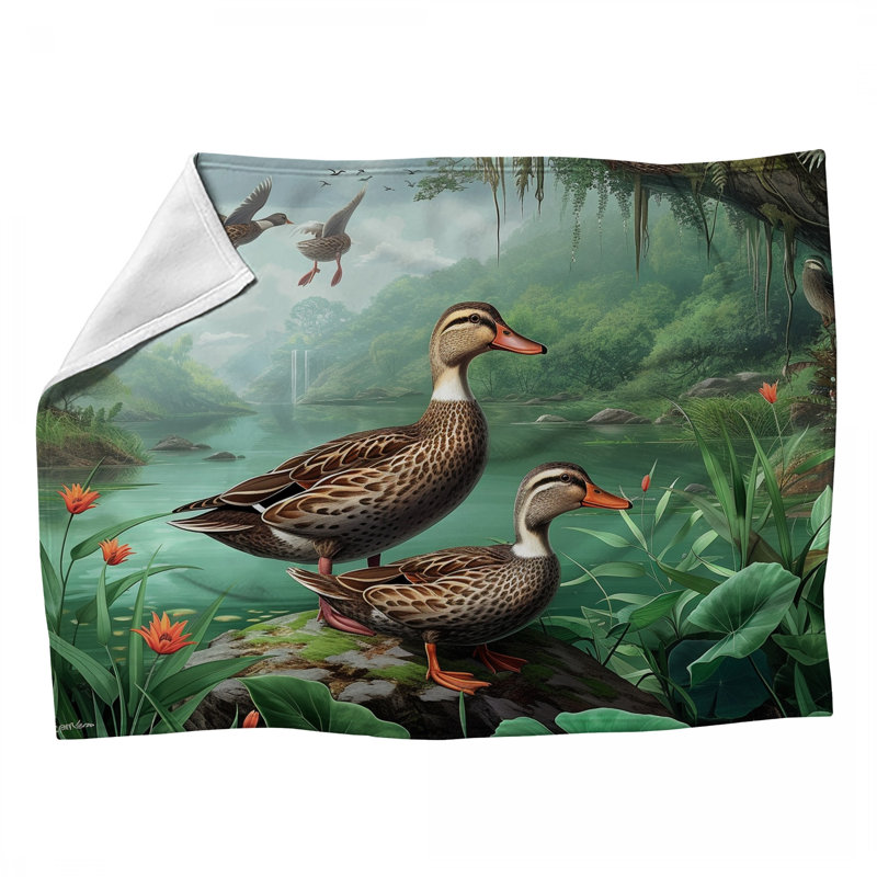 Jeté en molleton Ducks - Jeté d'animaux pour canapés ou lits, L 50 po x L 60 po