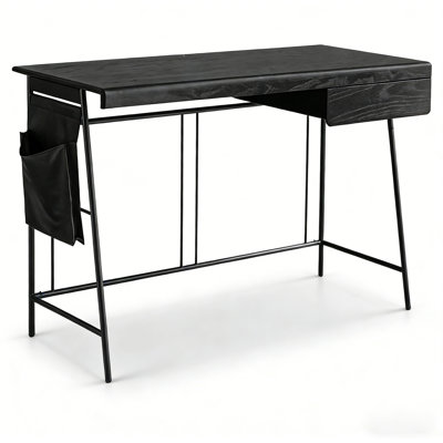 Bureau pratique avec tiroir, pochette latérale et pieds en métal