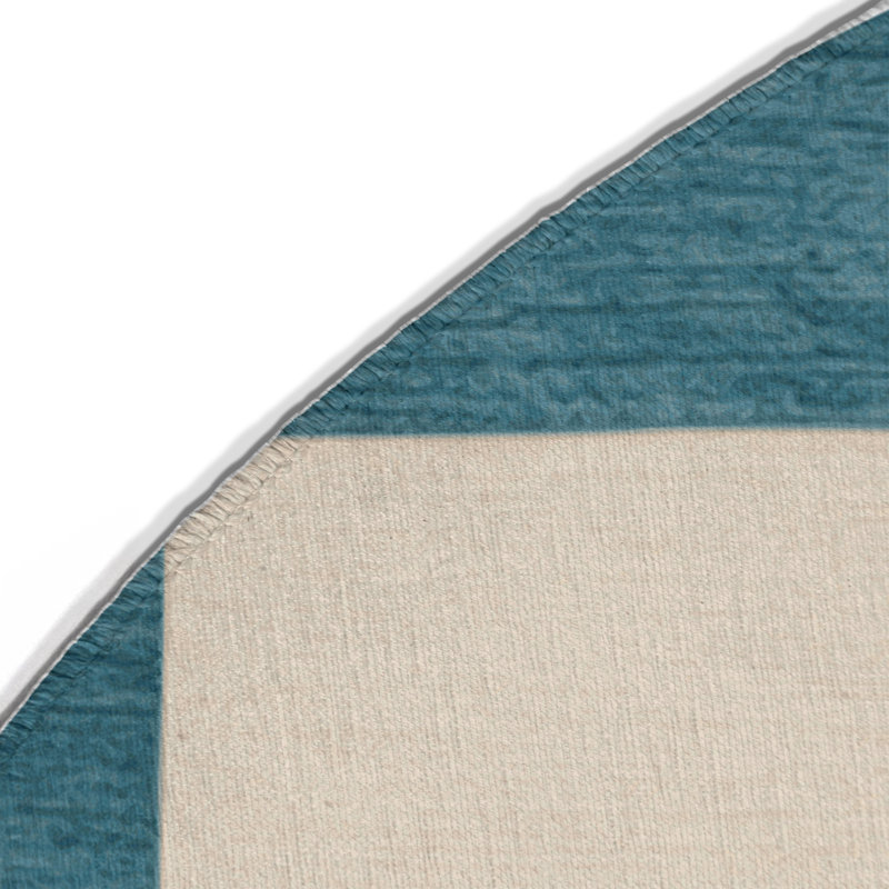 Tapis d'intérieur et d'extérieur à carreaux beige, Rond 5 pi