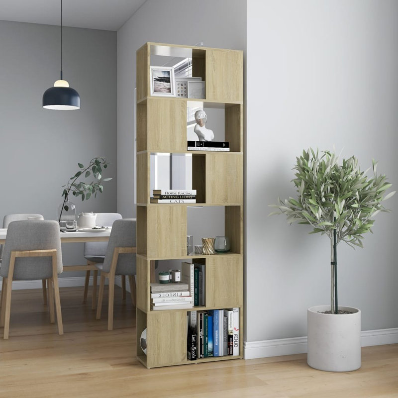 Borough Wharf Book Cabinet/Room Divider, (6 Shelves) 186cm H x 60cm W x 24cm D, Sonoma Oak