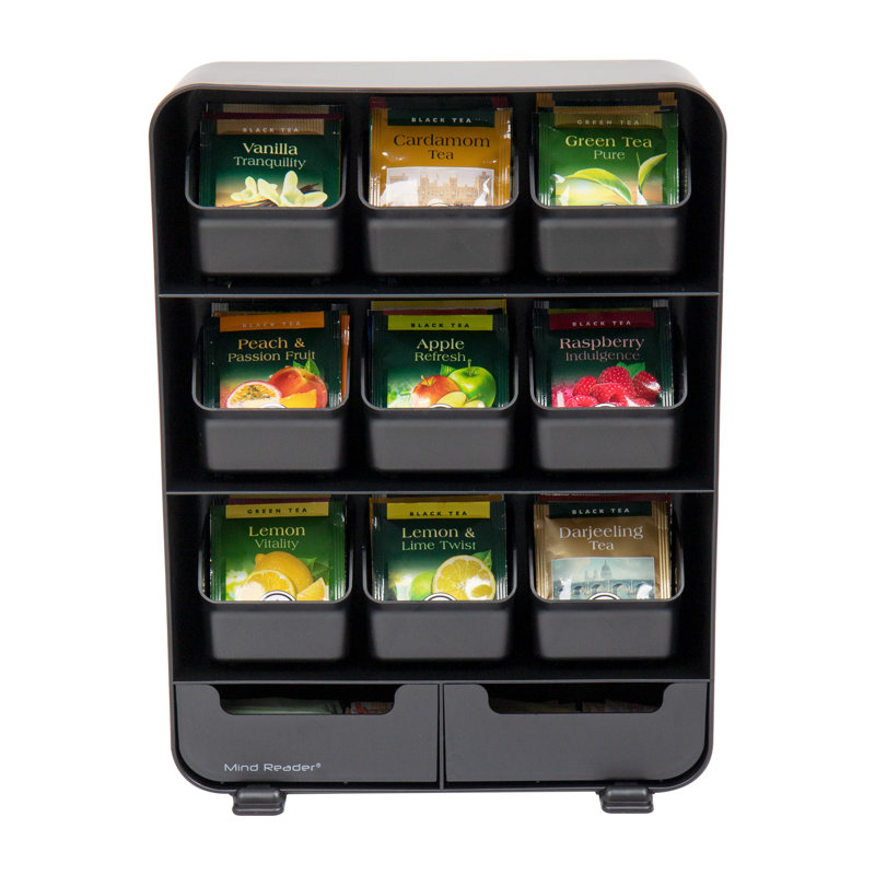 Organisateur de sachets de thé Mind Reader, organisateur de station de thé, rangement sur le comptoir, cuisine, plastique, L 10,25 po x l 3,25 po x H 13,75 po