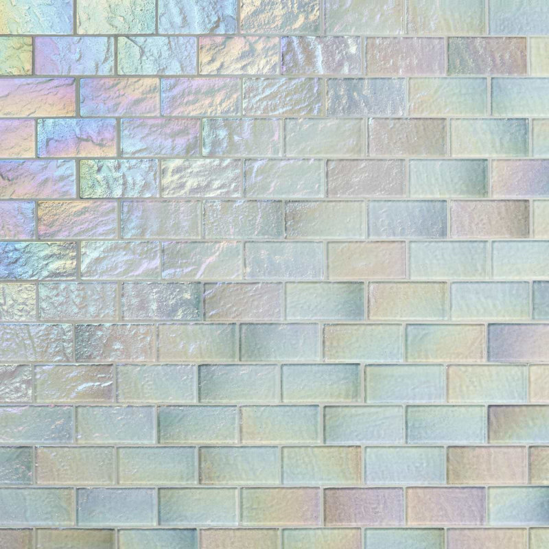 Splash Glacier White 2X4 Polished Glass Mosaic Tile