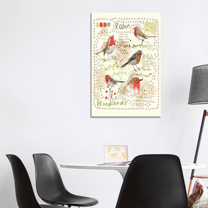 Birds In Your Garden - Robin by Michelle Campbell - Wrapped Canvas Painting, 101.6 cm H x 66.04 cm W x 3.175 cm D