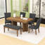 Ensemble de table de salle à manger extensible 6 pièces avec pieds à tréteaux, table et 4 chaises rembourrées Farmhouse-656091703