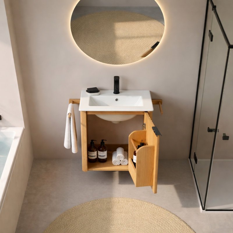 Meuble-lavabo simple mural 18 po Kathryn, 18", Marron clair