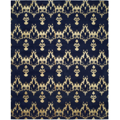 Tapis bleu tissé à la main Ikat