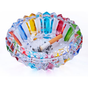 Crystal Ashtrays For Cigarettes And Cigars, Indoor Outdoor Ash Tray Large Size Tabletop Ashtray Decor For Home Office Restaurant Patio Bar