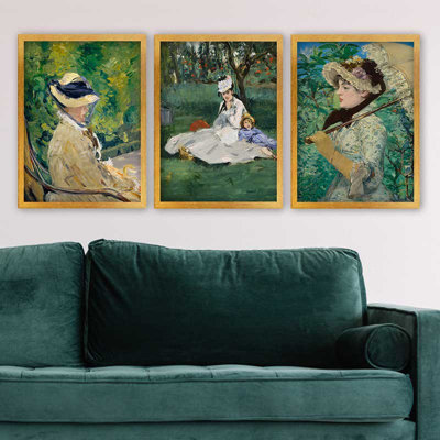Superbe ensemble de peintures décoratives encadrées (3 pièces) de 21,7 po x 29,5 po chacune | Cadre 100% bois avec polystyrène de 0,8 pouce | Impression numérique UV | Parfait pour la décoration murale de salon, de bureau et de galerie