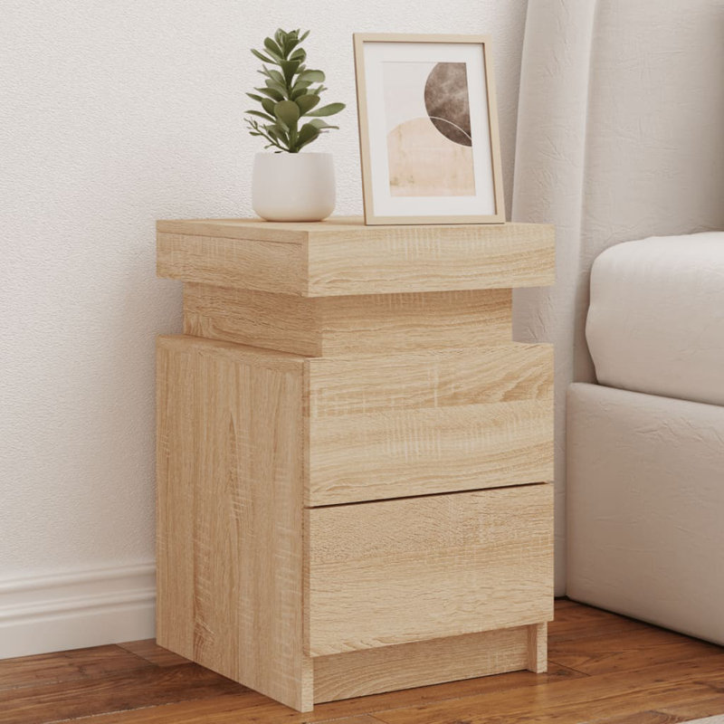 Steubenville 35cm W Manufactured Wood Bedside Table, Sonoma Oak