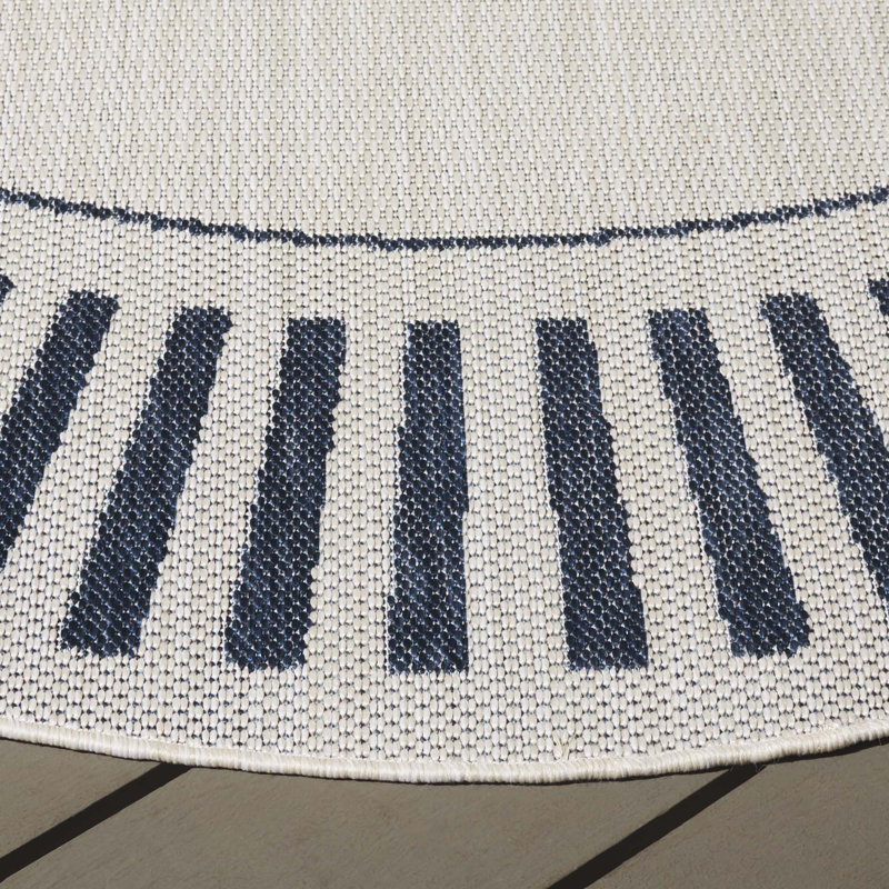 Tapis à rayures Zulina Performance Performance, Rond 6 pi 7 po