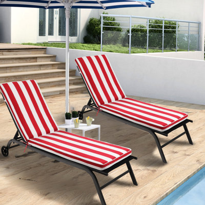 Coussin de chaise longue de patio 2 pièces, remplacement de coussin de siège de mobilier d'extérieur, matériau protégé, utilisation polyvalente et attrayante, mousse à haute résilience, bords passepoilés pour un look soigné