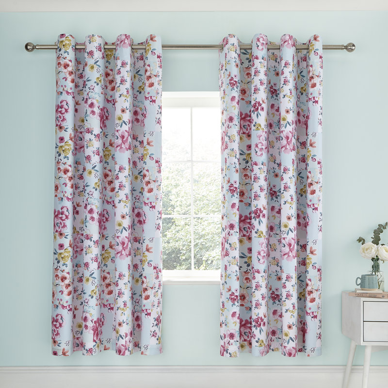 Flower Patchwork Eyelet Room Darkening Curtains
