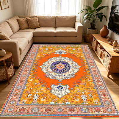 Tapis de style persan traditionnel de 1 pièce pour le salon, doux et confortable, convient à toutes les saisons, facile à entretenir, tapis de sol intérieur lavable à la machine, convient à la chambre à coucher, à la salle à manger, au bureau, au couloir, au patio, à la maison, à la décoration extérieure .