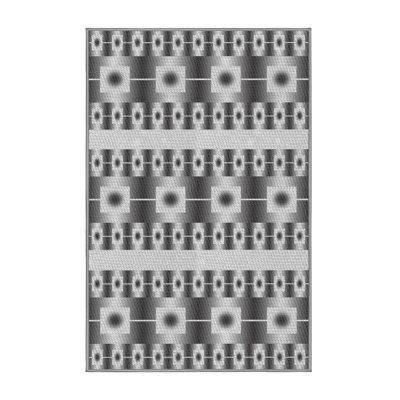 Tapis noir/blanc cassé tissé à la machine