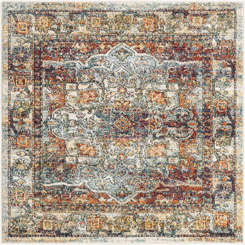 Tapis traditionnel Mekalah multi oriental, Carré 4 pi