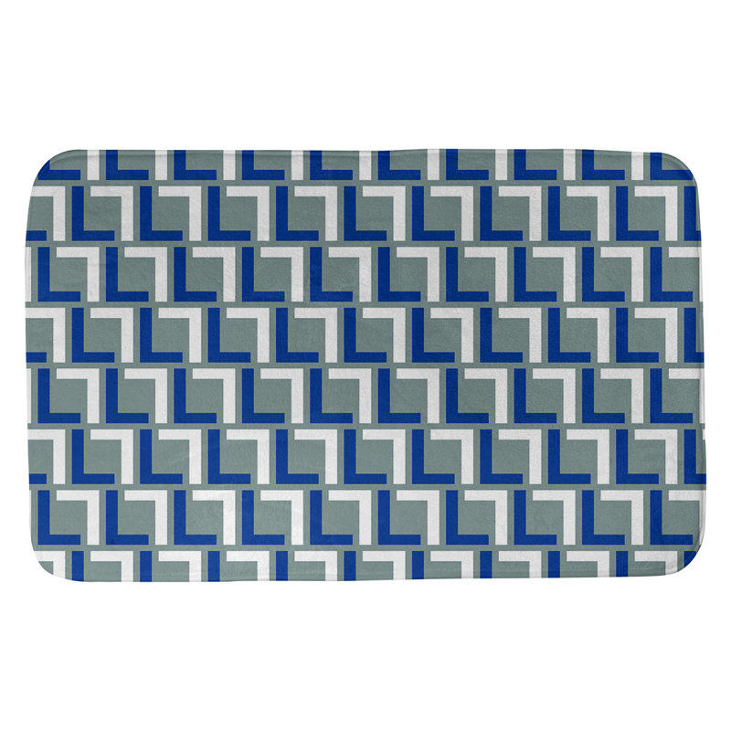 Tapis pour salle de bain Baltimore, l 21 po x L 34 po, Vert argenté / bleu royal / blanc
