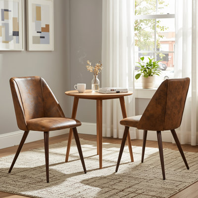 Laqueisha Mid-Century Upholstered Dining Chairs with Legs, Set of 2