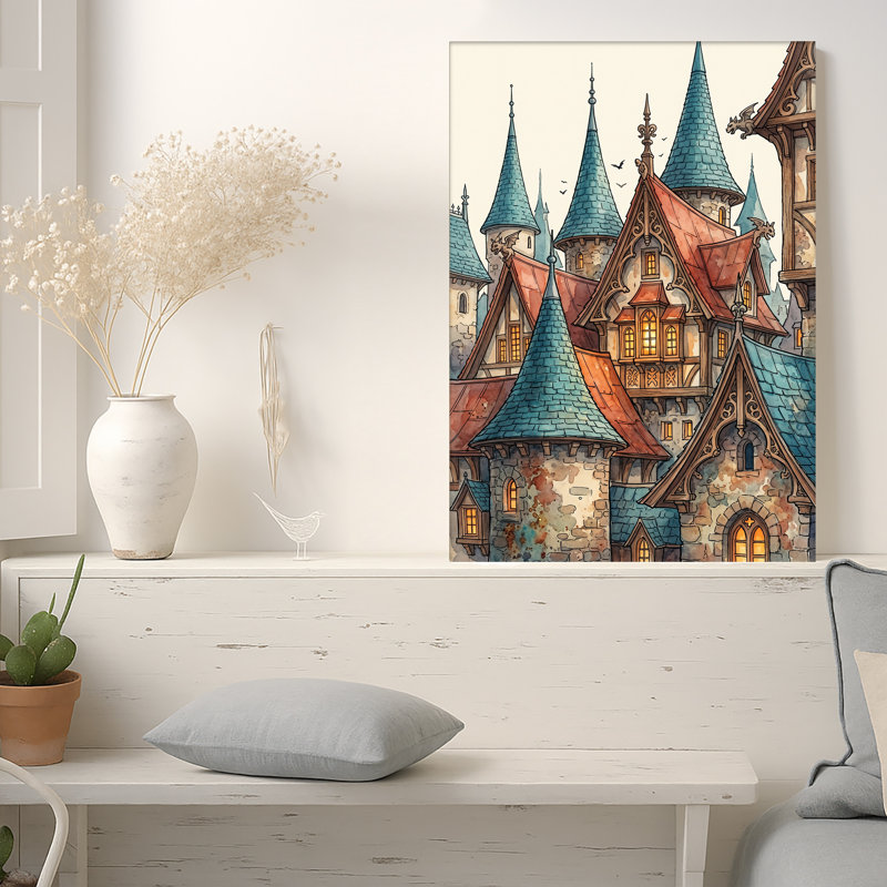Art mural sur toile, château médiéval, 30"H x 20"W