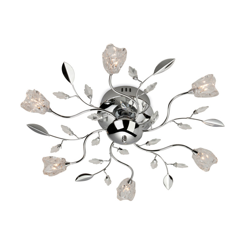 Cindy Glass Semi Flush Mount, Chrome