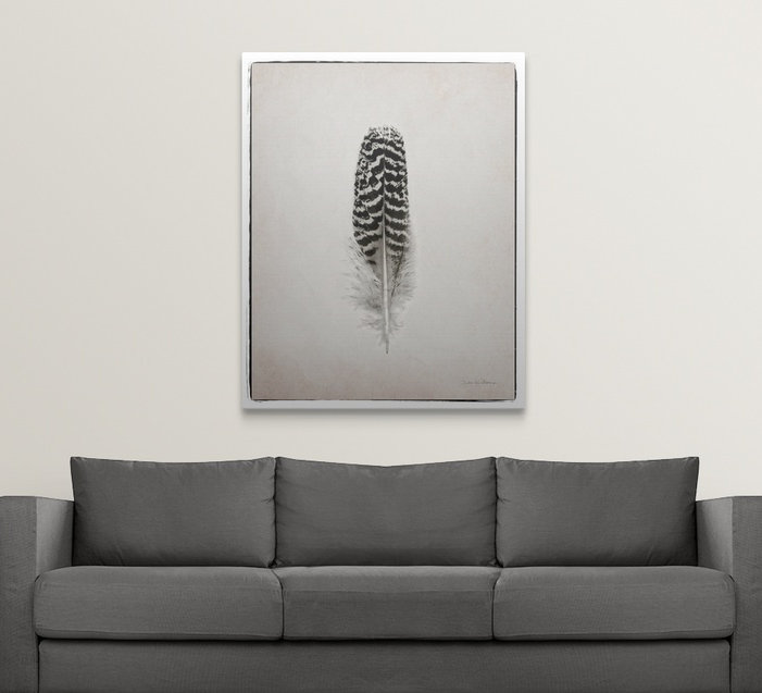 « plumes i noir et blanc » par marie van swearingen, impression, H 20 po x l 16 po x P 1,5 po, Toile
