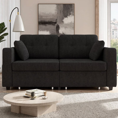 Modern Loveseat Couch with Storage Drawers, USB Charging Ports & Cup Holder, Soft Chenille Fabric, Easy Assembly, 2-Seater Sofa with Wood Frame for Small Living Room
