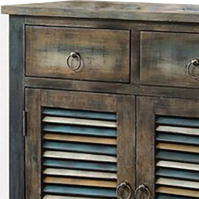 Armoire haute en bois sarcelle à 2 portes Elijawon
