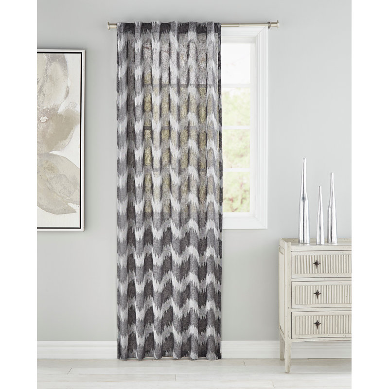 Rideau en polyester Daaud, L 54 po x L 108 po, gris