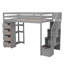 Lit mezzanine multifonctionnel en bois avec rangement intégré et bureau d'étude-350299846
