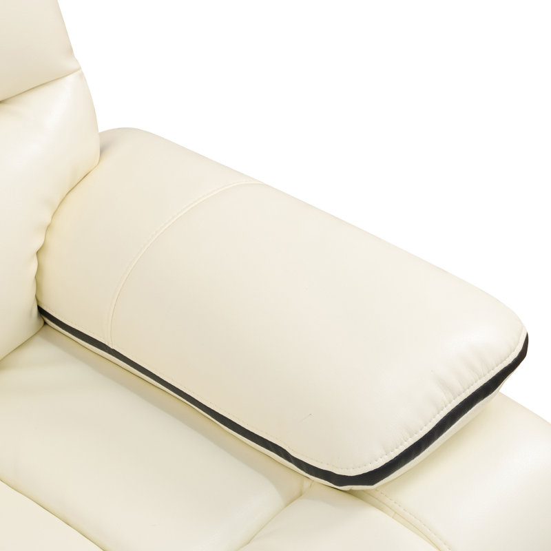 Cream White Bonded Leather Living Room Intelligent Recliner Sofa loveseat Set