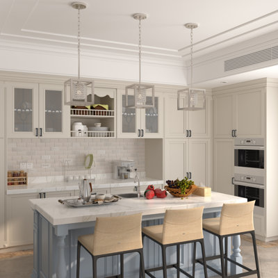 1 - Light Kitchen Steel Dimmable Lantern Square/Rectangle Pendant