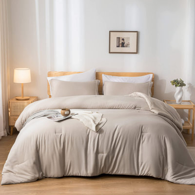 Queen Comforter Set Boho Bed 7PC Oatmeal Comforter Soft All Season Microfiber Comforter with Fitted Sheets, Flat Sheets, Pillow Shams, and Pillowcases
