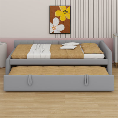 L-Shaped Upholstered Daybed With Pop Up Trundle