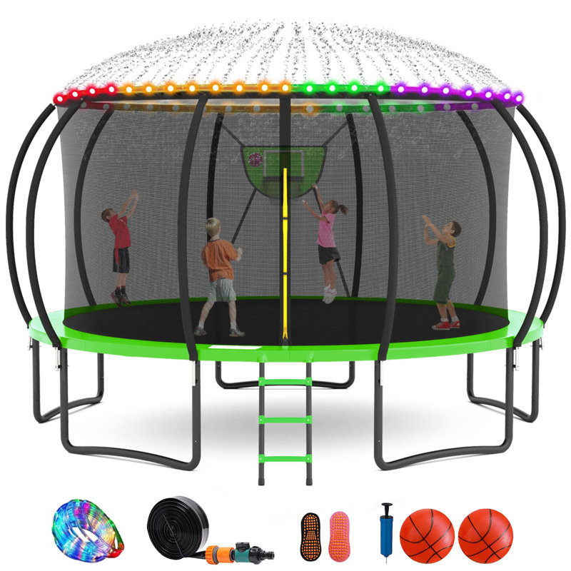 Trampoline de cour arrière de 16 pi avec enceinte de sécurité, Green