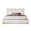 Grand lit en chenille et noyer beige Kaleea