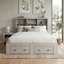 Wood Platform Storage Bed Frame with 6-Compartment Bookcase Headboard and 2 Footboard Drawers
