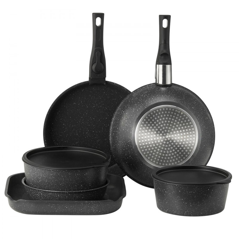 17 - Piece Non-Stick Aluminium Cookware Set, Black