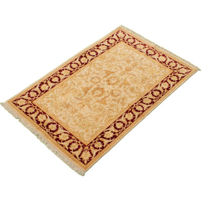 Tapis de surface en laine 4 pi 1 po x 6 pi 2 po one-of-kind-noué la à la main new age ushak Peshawar Oushak