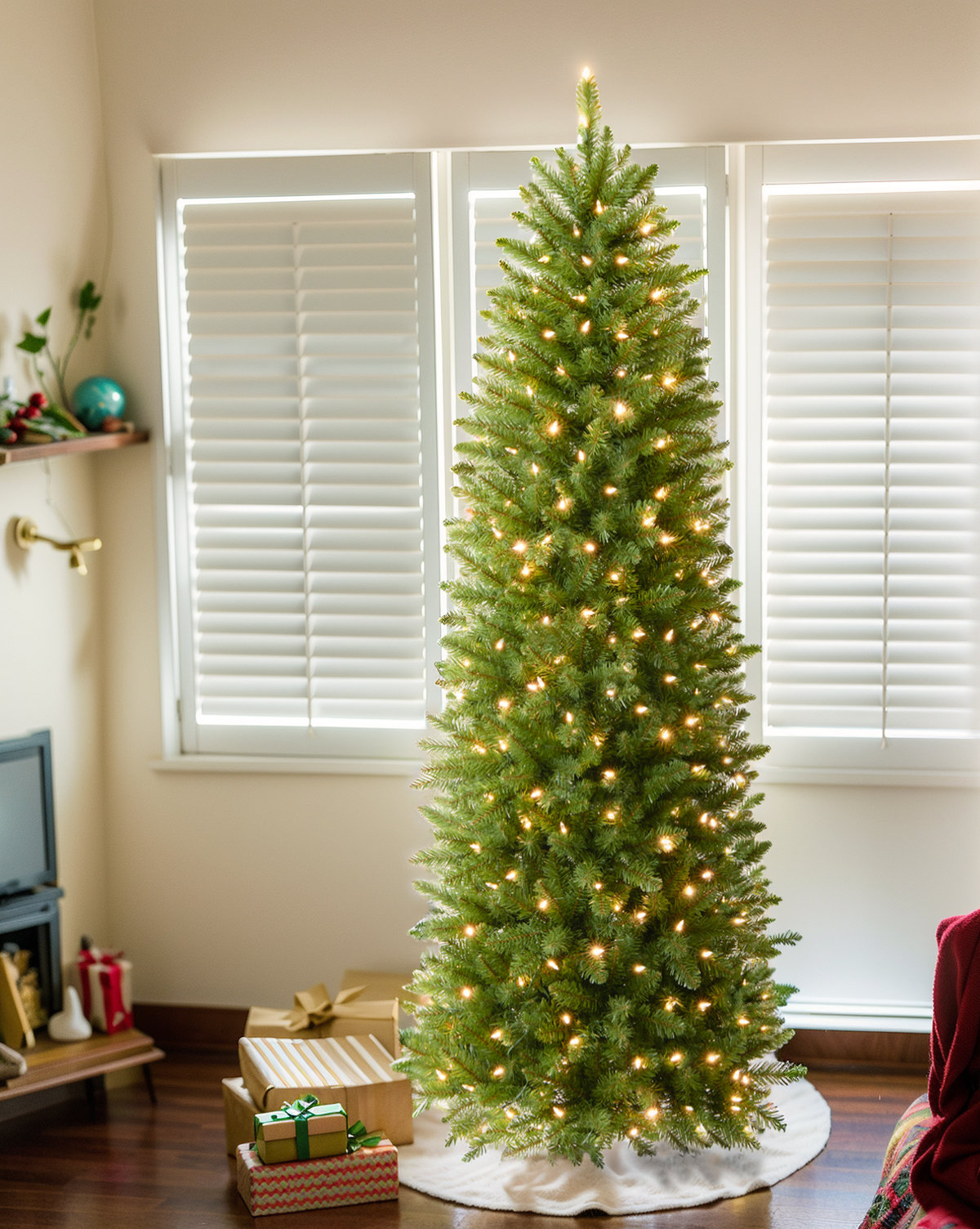 Lighted Artificial Christmas Tree, 6.5', Multicolored/Clear/White
