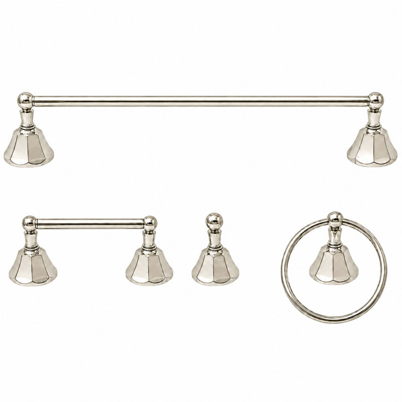 Ensemble de quincaillerie d'accessoires de salle de bain 4 pièces Mississippi P4BMIS18, Nickel poli