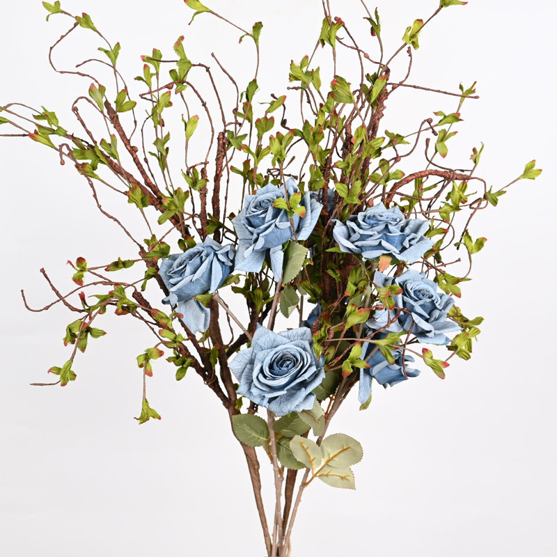 Farmhouse Artificial Peony Floral Arrangements For Vase Filler, Mixed Twig Leaves Stems Bulk Bouquets, Faux Flower For Home Decoration Table Centerpiece
