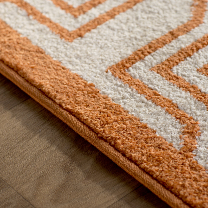 Tapis intérieur / extérieur ivoire / orange Thornbury, Rectangle 2 pi 6 po x 4 pi