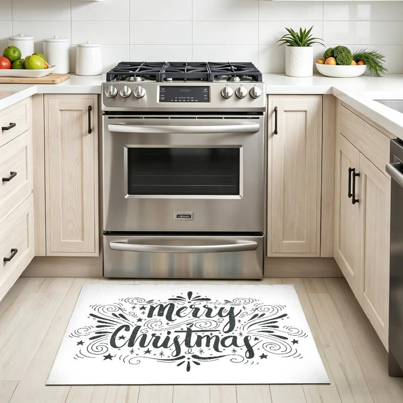 Tapis d'intérieur transparent rétro lavable à la machine Merry Christmas, Rectangle 32 po x 47 po
