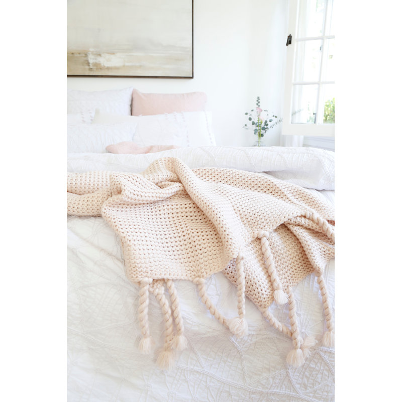 Trestles Knitted Throw Blanket, Blush
