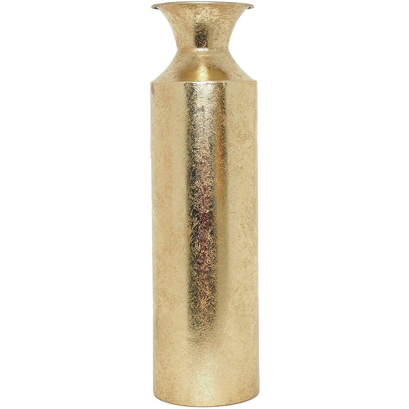 Hosley High Gold Metal Decorative Tall Floor 21.75" Vase Metallic Centerpiece for Floral Arrangements Home Decoration Flower Bucket for Gift