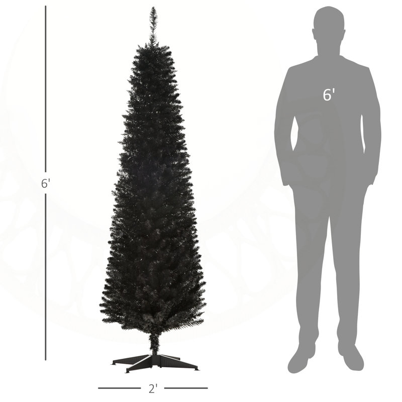 Mince arbre de Noël artificiel avec des branches réalistes et un support en plastique robuste pour une décoration des Fêtes facile