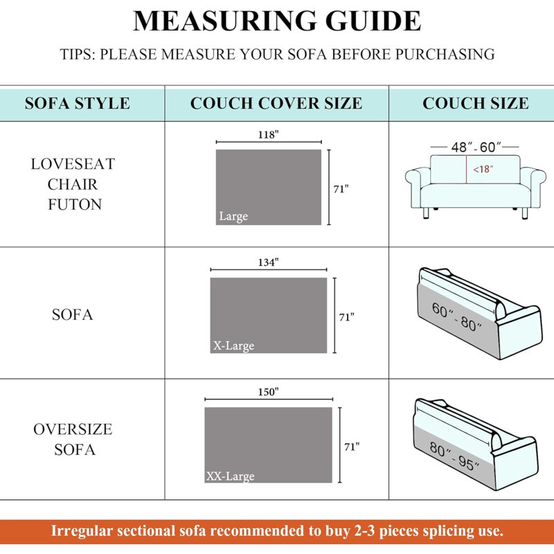 Housse pour canapé à coussins en T réversible en forme de L, L 134 po x P 71 po