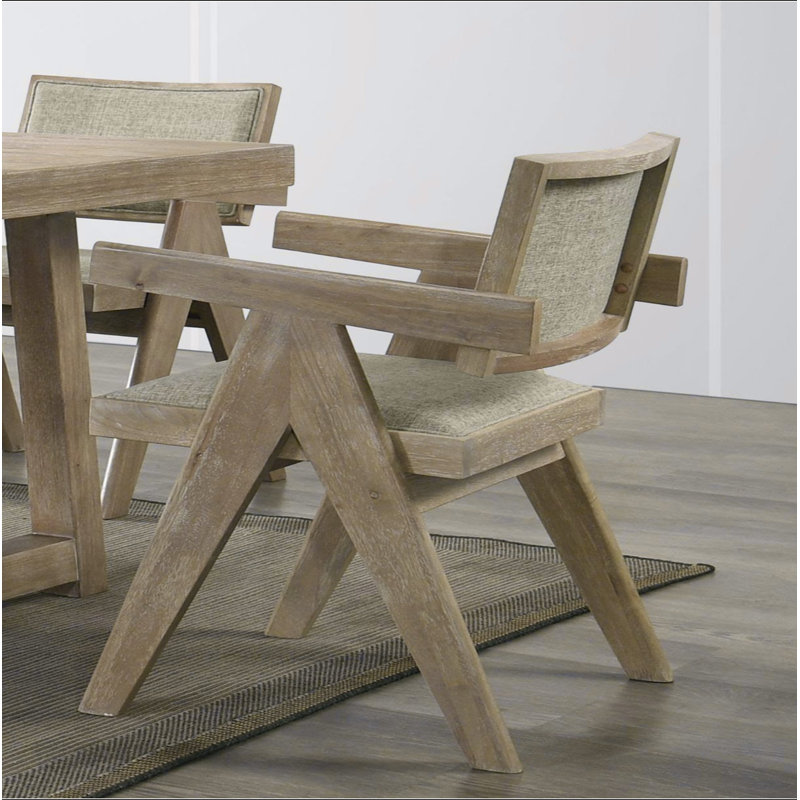 Chaises de salle à manger avec accoudoirs et revêtement en chêne et siège en polyester 2 pièces, Chêne