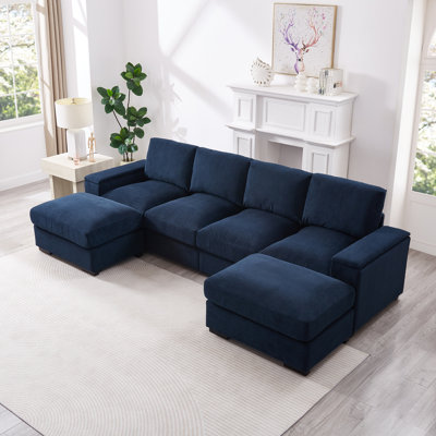 Sectional Sofa Deep Seat Sofa Couch with Ottomans